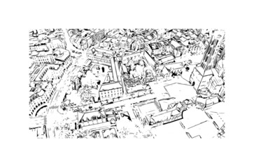 Building view with landmark of Limoges is the 
city in France. Hand drawn sketch illustration in vector.
