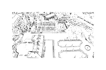 Building view with landmark of Limoges is the 
city in France. Hand drawn sketch illustration in vector.