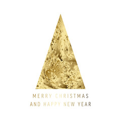 Modern trendy christmas card with golden triangle christmas tree