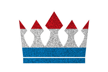 Bright glitter crown in colors of national flag on white background. Luxembourg