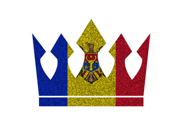 Obraz premium Bright glitter crown in colors of national flag on white background. Moldova