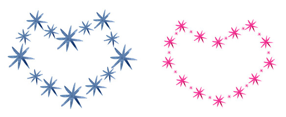 Shining hearts watercolor illustration. Template for decorating designs and illustrations.
