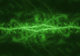 Green fractal lightning background, electrical abstract - 472831893