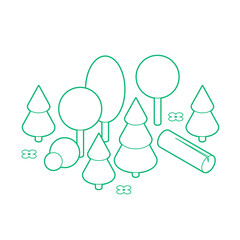 Isometric Forest Outline Illustration