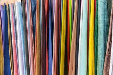 fabrics made of different materials, shades and colors for the production