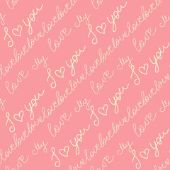 love you hearts romantic pattern illustration isolated on white. black and white seamless pattern