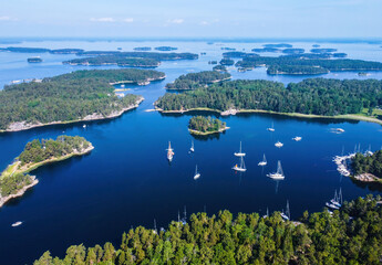 Drone view over Stockholm archipelago