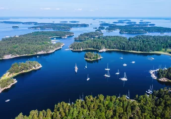 Deurstickers Stockholm Drone view over Stockholm archipelago
