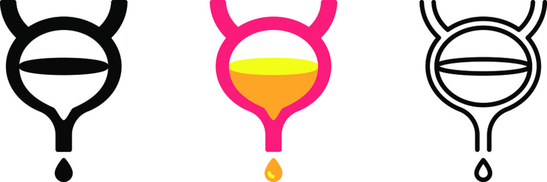 Set Of Urinary Bladder Icon , Vector