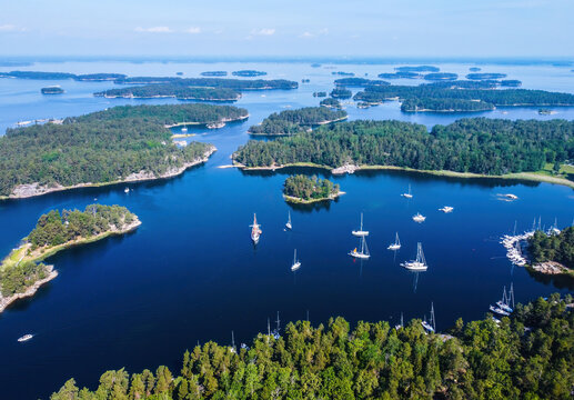Drone view over Stockholm archipelago