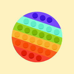 Children's game in the form of a circle of Popit. Rainbow toy with poopies. Vector colorful illustration.