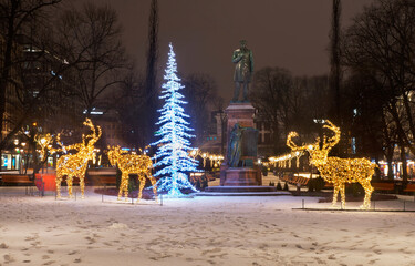 Christmas decoration of Esplanadi park in Helsinki. Finland