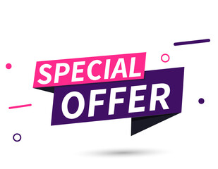 Discount banner shape. Special offer badge. Sale coupon bubble icon. Abstract white background. Modern concept design. Banner with offer badge. Vector