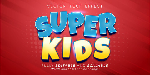 Editable text effect Super kids 3d effect font style concept