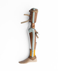 medical prosthetic leg isolated on white background	