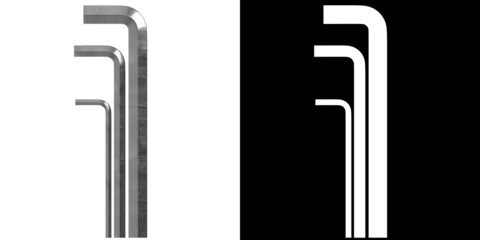 3D rendering illustration of some allen hex keys