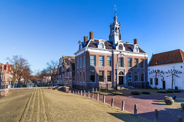 Fototapeta na wymiar Cityscape with the former town hall of the town Edam 