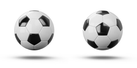3D rendering Set of Soccer Balls on white background