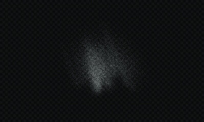 Sugar powder, salt vector texture, snow isolated on black transparent background. White sugar particles. Vector flour illustration. Snow isolated on black
