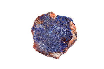 Macro mineral stone Malachite and Azurite against white background