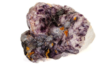 macro mineral fluorite stone on white background