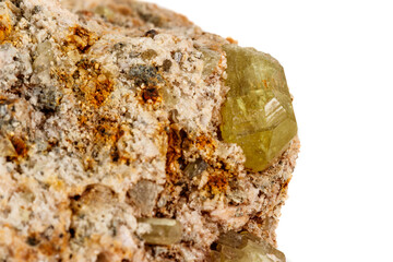Macro stone Apatite mineral on white background