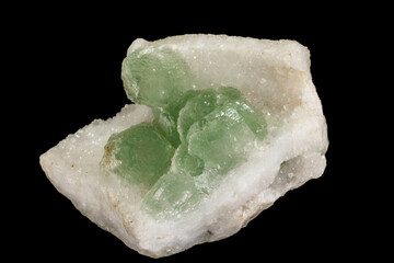 Macro stone mineral Fluorite on a black background