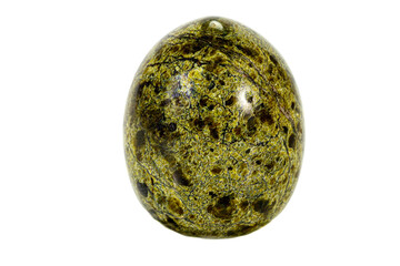 Macro stone Serpentine mineral on white background
