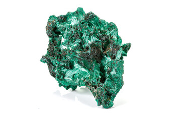 Macro stone Malachite mineral on white background