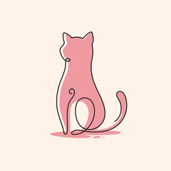 Cat drawing in one line, minimalism style vector illustration