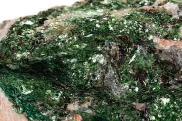 Obraz premium Macro mineral stone Fuchsite on a white background