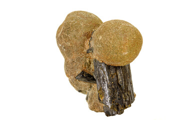 Macro stone Prehnite mineral on white background