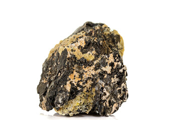 Macro of a mineral stone Vesuvianite on a white background