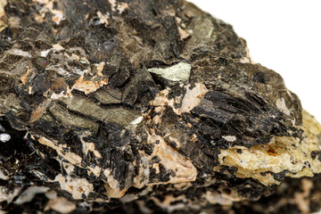 Macro of a mineral stone Vesuvianite on a white background