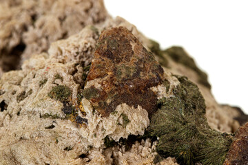 Macro stone Zircon mineral on white background