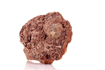 Macro stone Topaz mineral in rock on a white background