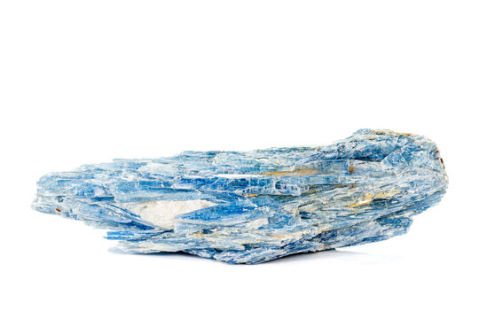 Macro stone kyanite mineral on white background