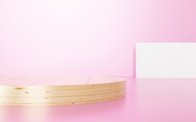 3d rendering of pink abstract geometric pastel background. Romantic concept. Scene for advertising, technology, showcase, banner, cosmetic ads, fashion, business, banner. Illustration. Product display