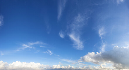 Panoramic View of Cloudscape during a cloudy blue sky sunny day. Taken on the West Coast of British...