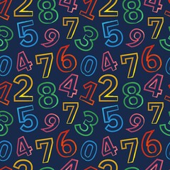 Seamless pattern with a set of colored numbers for kids. Can be used in textiles, wrapping paper and wallpaper.
