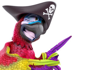 parrot cartoon is pointing the way wirh copy view © DM7