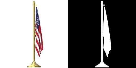 3D rendering illustration of an American flag office decor