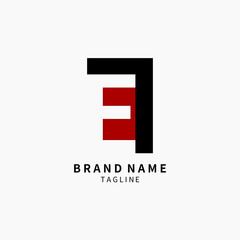 Simple Letter E Monogram Logo , Black and Red Isolated on Grey Background, Minimalist Symbol, Emblem, Sign Vector Design