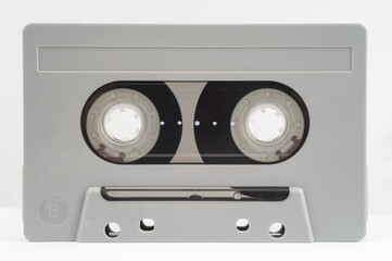 Obraz premium Grey audio cassette on white background