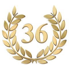 3D gold laurel wreath 36 vector isolated on a white background	