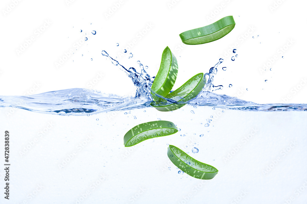 Poster Aloe vera in water splash