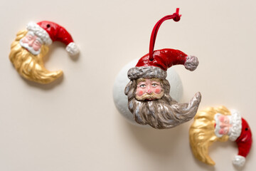 santa face christmas ornaments on paper