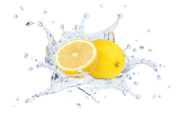 lemon in water splash
