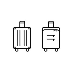 Luggage suitcase with wheels front view and back sign eps ten