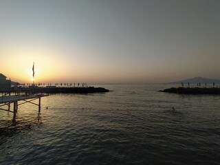 Fototapeta na wymiar Sunset on sorrento bay in Naples